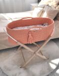 Kosz Mojżesza BOHO bawełniany Handmade z materacykiem - brzoskwiniowy - 3