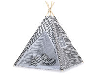 Namiot Tipi dla dzieci+ zawieszki pióra - Chevron czarny - 2