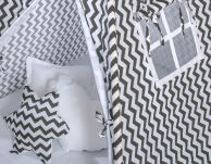 Namiot Tipi dla dzieci+ zawieszki pióra - Chevron czarny - 4