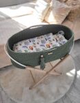 Kosz Mojżesza BOHO bawełniany Handmade z materacykiem - szałwia - 4