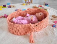 Kosz Mojżesza BOHO bawełniany- nosidełko dla lalek - brzoskwinia - 3