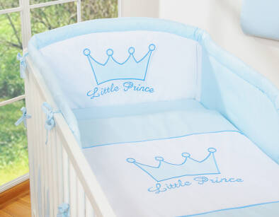Uniwersalny ochraniacz BOBONO do łóżeczka - Little Prince/Princess niebieski