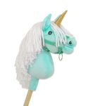 Hobby Horse Jednorożec na kiju mały miętowy z białą grzywą i złotym rogiem - 3