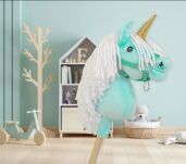 Hobby Horse Jednorożec na kiju mały miętowy z białą grzywą i złotym rogiem - 5