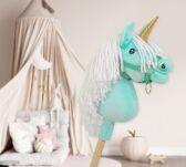 Hobby Horse Jednorożec na kiju mały miętowy z białą grzywą i złotym rogiem - 7