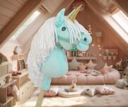 Hobby Horse Jednorożec na kiju mały miętowy z białą grzywą i złotym rogiem - 8