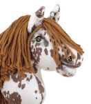 Hobby Horse Mały koń na kiju Premium - tarantowaty biało-brązowy z brązową grzywą A4 - 5
