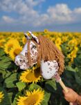 Hobby Horse Mały koń na kiju Premium - tarantowaty biało-brązowy z brązową grzywą A4 - 6
