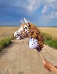 Hobby Horse Mały koń na kiju Premium - tarantowaty biało-brązowy z brązową grzywą A4 - 8