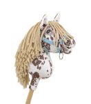Hobby Horse Mały koń na kiju Premium - tarantowaty biało-brązowy z beżową grzywą A4 - 3