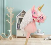 Hobby Horse Jednorożec na kiju mały różowy z białą grzywą i złotym rogiem - 6