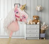 Hobby Horse Jednorożec na kiju mały różowy z białą grzywą i złotym rogiem - 7
