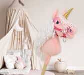Hobby Horse Jednorożec na kiju mały różowy z białą grzywą i złotym rogiem - 8