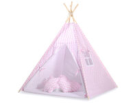 Namiot TIPI dla dzieci +mata + zawieszki pióra - Chevron różowy - 3