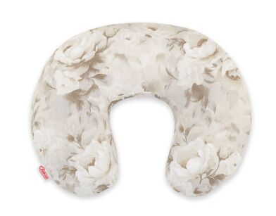 Poduszka rogal do karmienia fasolka rozbieralna- Peonies beige