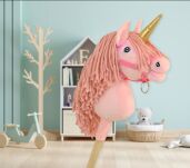 Hobby Horse Jednorożec na kiju mały różowy z różową grzywą i złotym rogiem - 5
