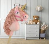 Hobby Horse Jednorożec na kiju mały różowy z różową grzywą i złotym rogiem - 6