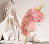 Hobby Horse Jednorożec na kiju mały różowy z różową grzywą i złotym rogiem - 7