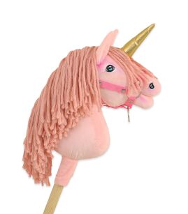 Hobby Horse Jednorożec na kiju mały różowy z różową grzywą i złotym rogiem