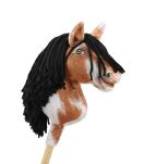 Hobby Horse Mały koń na kiju Premium - srokaty tobiano z czarną grzywą A4 - 4