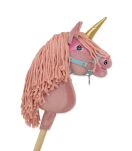 Hobby Horse Jednorożec na kiju mały brudny róż z różową grzywą i złotym rogiem - 2