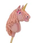 Hobby Horse Jednorożec na kiju mały brudny róż z różową grzywą i złotym rogiem - 4