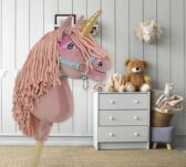 Hobby Horse Jednorożec na kiju mały brudny róż z różową grzywą i złotym rogiem - 7