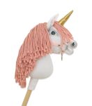 Hobby Horse Jednorożec na kiju mały biały, grzywa brudny róż i złoty róg - 2