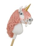 Hobby Horse Jednorożec na kiju mały biały, grzywa brudny róż i złoty róg - 3