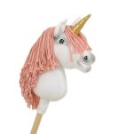 Hobby Horse Jednorożec na kiju mały biały, grzywa brudny róż i złoty róg - 4