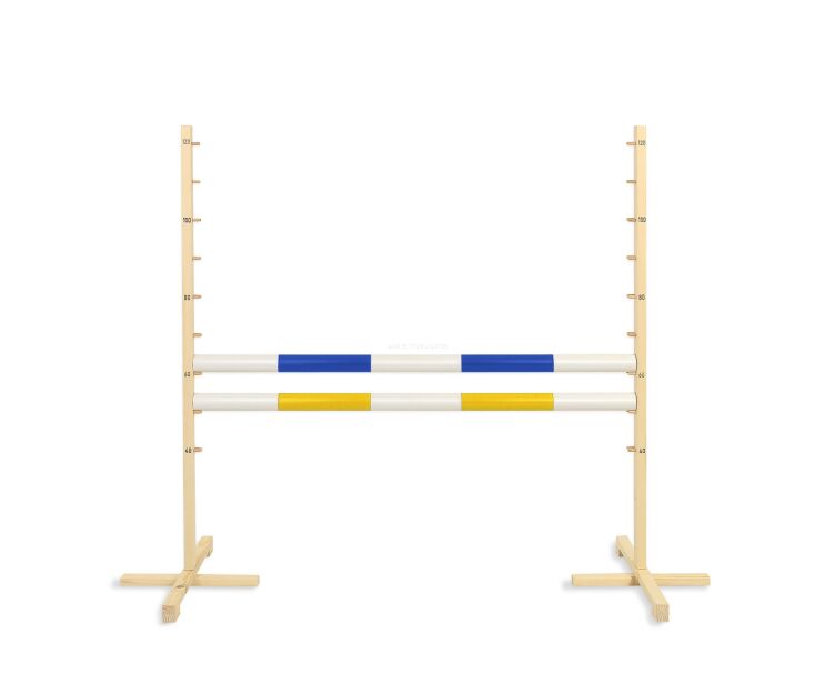 Przeszkoda skokowa do Hobby Horse 120cm, dwie belki - niebieska i żółta