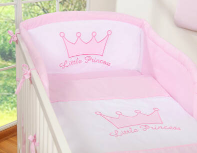 Uniwersalny ochraniacz BOBONO do łóżeczka - Little Prince/Princess różowy