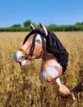 Hobby Horse Duży koń na kiju Premium - srokaty tobiano z czarną grzywą A3 - 7