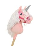 Hobby Horse Jednorożec na kiju mały różowy z białą grzywą i srebrnym rogiem - 3