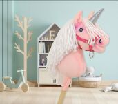 Hobby Horse Jednorożec na kiju mały różowy z białą grzywą i srebrnym rogiem - 6
