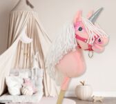 Hobby Horse Jednorożec na kiju mały różowy z białą grzywą i srebrnym rogiem - 8