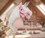 Hobby Horse Jednorożec na kiju mały różowy z białą grzywą i srebrnym rogiem - 9