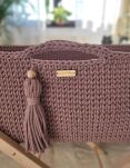 Kosz Mojżesza BOHO Handmade ze stojakiem - mauve - 3