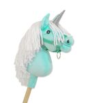 Hobby Horse Jednorożec na kiju mały miętowy z białą grzywą i srebrnym rogiem - 3