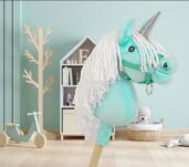 Hobby Horse Jednorożec na kiju mały miętowy z białą grzywą i srebrnym rogiem - 5