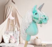Hobby Horse Jednorożec na kiju mały miętowy z białą grzywą i srebrnym rogiem - 7