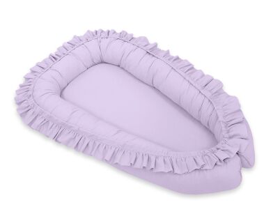 Kokon niemowlęcy kojec otulacz Premium z falbanką - Clematis on beige