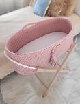 Kosz Mojżesza BOHO Handmade ze stojakiem - pastel pink - 4