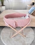 Kosz Mojżesza BOHO Handmade ze stojakiem - pastel pink - 5