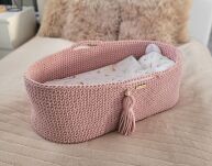 Kosz Mojżesza BOHO Handmade ze stojakiem - pastel pink - 7