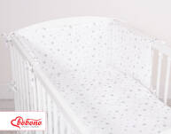 Uniwersalny ochraniacz BOBONO do łóżeczka - mini gwiazdki szare na białym tle