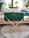 Kosz Mojżesza BOHO bawełniany Handmade z materacykiem - butelkowa zieleń - 2
