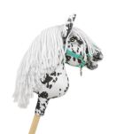 Hobby Horse Mały koń na kiju Premium - tarantowaty biało-czarny z białą grzywą A4 - 3