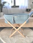 Kosz Mojżesza BOHO bawełniany Handmade z materacykiem - misty blue - 2
