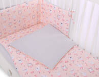 Pościel dla niemowląt z ochraniaczem moskitierą 5-części BOBONO - króliczki baletnice różowe